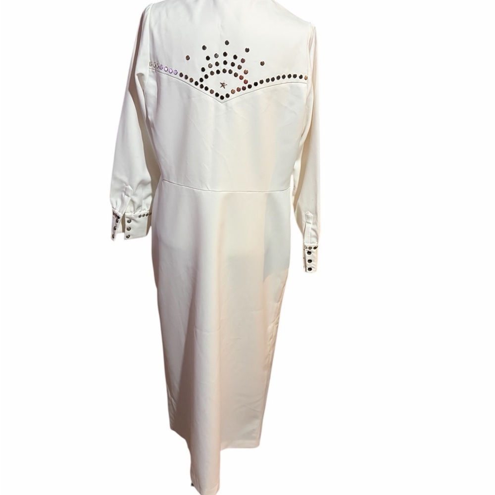 Vintage Sir James Maxi White Western-Style Button-Up Dress -Size 14/Large - Picture 5 of 16